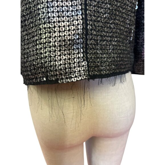 Express Sequin Long Sleeve Jacket Black & Silver Polyester/Spandex M - Picture 6 of 16